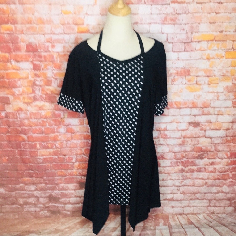 Black and White Polka Dot Women's TopCozy Collections Black and White Tunic